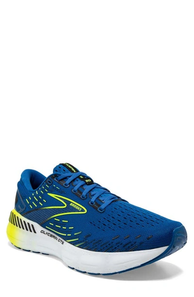 Brooks Glycerin Gts 20 Running Shoe In Blue/ Nightlife/ White