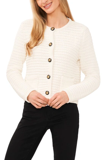 Cece Texture Cardigan In Antique White