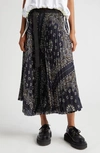Sacai Bandana-print Pleated Skirt In Navy