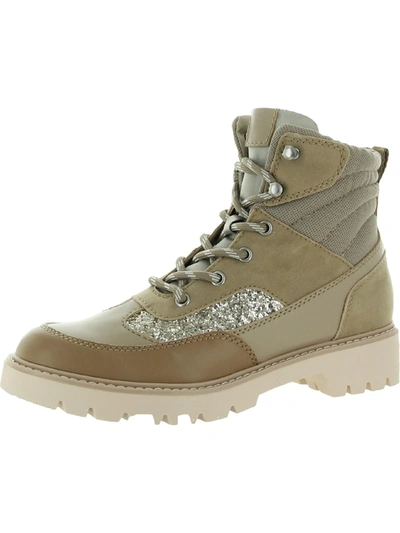 Dolce Vita Pippa Womens Glitter Lace Up Hiking Boots In Beige