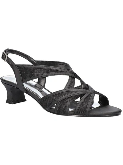 Easy Street Tristen Womens Shimmer Criss Cross Slingback Sandals In Black
