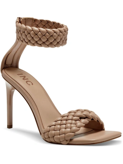 Inc Adalie Womens Leather Ankle Strap Heels In Beige