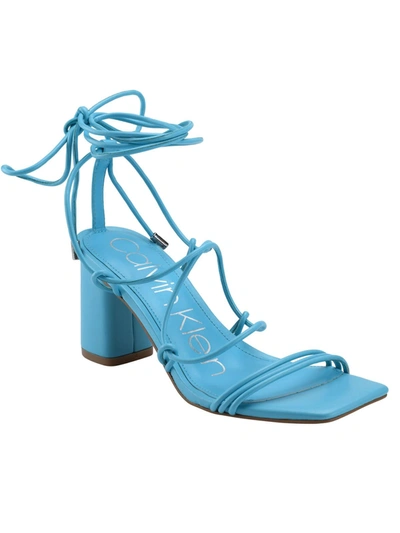 Calvin Klein Calista Womens Lace-up Strappy Heels In Blue