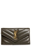 Saint Laurent Cassandre Envelope Flap Card Case In Light Musk