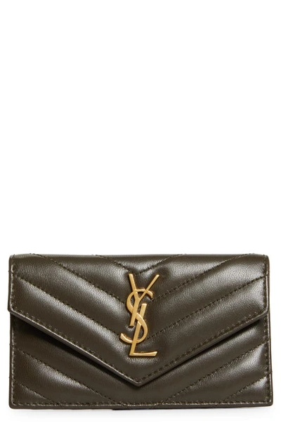 Saint Laurent Cassandre Envelope Flap Card Case In Light Musk