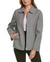 Michael Kors Gingham Taffeta Dolman Silk Top In Grey