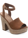 SUN + STONE FEY WOMENS MICROSUEDE BLOCK HEEL PLATFORM SANDALS