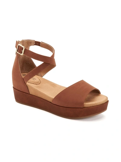 Giani Bernini Ellenaa Womens Memory Foam Ankle Strap Wedge Sandals In Brown
