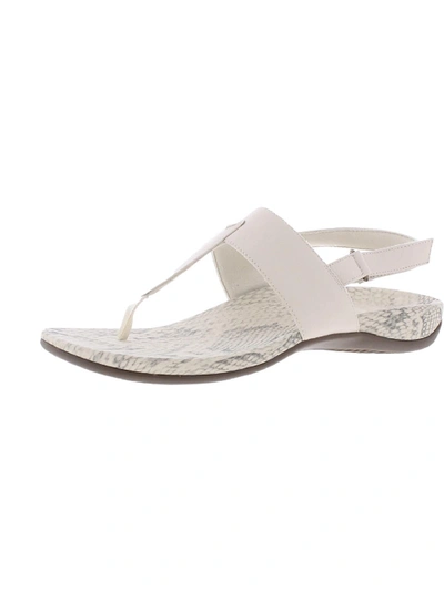 Vionic Tala Womens Leather Snake Print Slingback Sandals In White