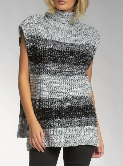 Elan Sleeveless Sweater In Black/grey Stripe In Silver