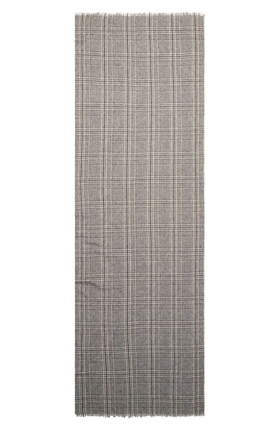 Brunello Cucinelli Check Cashmere & Wool Blend Scarf In Grey
