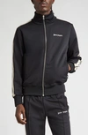 Palm Angels Black High Neck Sweatshirt With Logo Lettering On The Front In Wool Blend Man In Black White