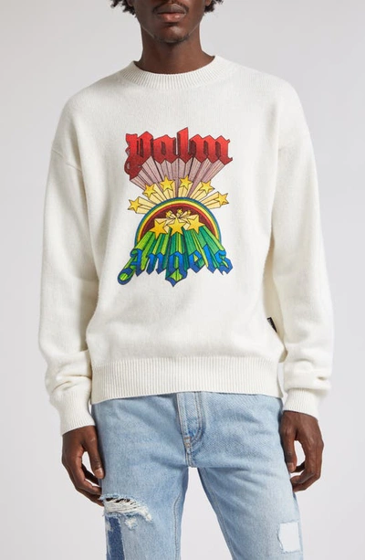 Palm Angels Rainbow Sweater In White