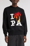 Palm Angels I Love Pa Wool Blend Sweater In Black Red