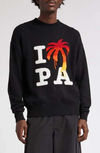 Palm Angels I Love Pa Knitted Jumper In Nero