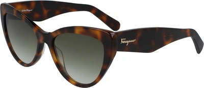 Ferragamo Green Gradient Cat Eye Sunglasses Sf930s 238 56 In Green / Tortoise