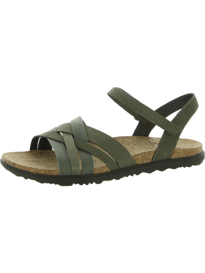 Merrell Around Town Arin Backstrap Womens Leather Cork Slingback Sandals In Green