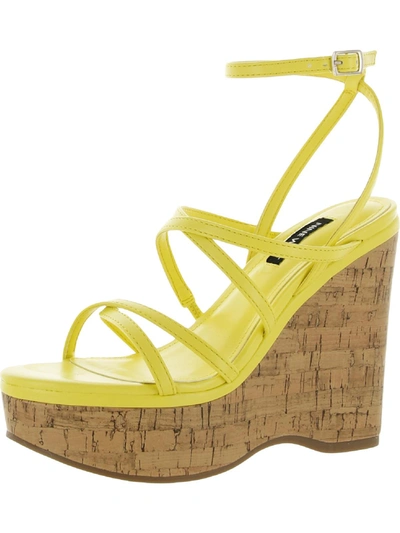 Nine West Rachal  Womens Dressy Ankle Strap Wedge Sandals In Yellow