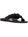 Nine West Misty Womens Faux Leather Open Toe Slide Sandals In Black