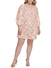 VINCE CAMUTO PLUS WOMENS LACE SHIFT COCKTAIL AND PARTY DRESS