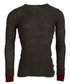 DANIELE ALESSANDRINI DANIELE ALESSANDRINI CHIC BLACK AND BROWN CREWNECK PULLOVER MEN'S SWEATER