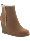 Sun + Stone Camillia Womens Zip Up Platform Wedge Boots In Brown