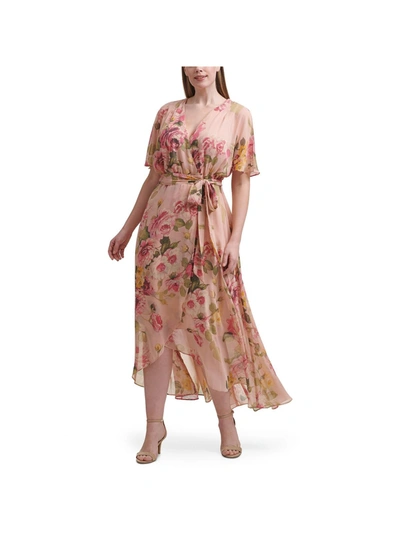 Jessica Howard Plus Womens Floral Surplice Maxi Dress In Pink