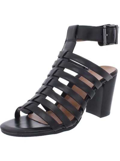 Vionic Sami Womens Leather Ankle Strap Block Heels In Black