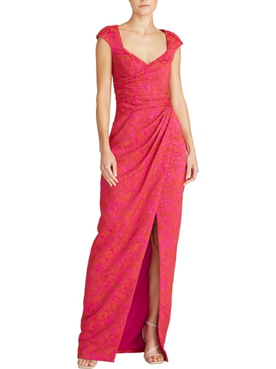 Theia Womens Cap Sleeve Maxi Evening Dress In Pink