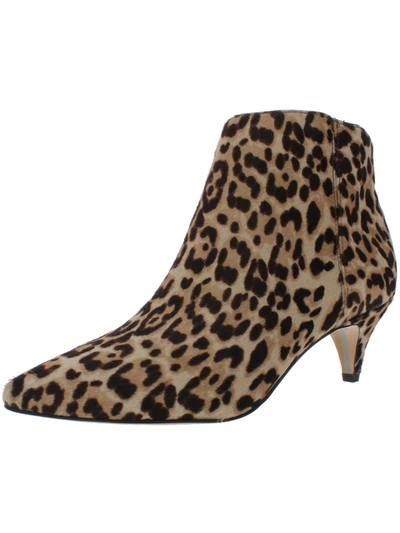 Sam Edelman Kinzey Womens Calf Hair Leopard Ankle Boots In Brown