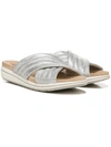 Lifestride Panama Womens Faux Leather Slip On Wedge Sandals In Silver