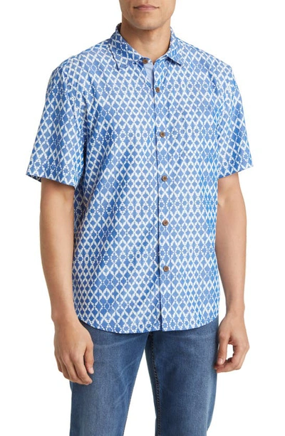 Tommy Bahama Mojito Bay Shibori Shores Short Sleeve Button-up Shirt In Cobalt Sea