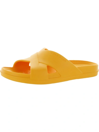 Cole Haan Findra Womens Open Toe Slip On Pool Slides In Yellow