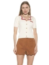Alexia Admor Kith Knit Button Top In Ivory