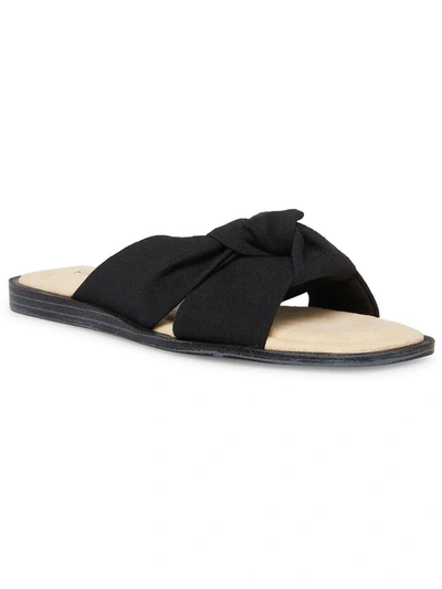 Anne Klein Domani Womens Faux Suede Open Toe Slide Sandals In Black