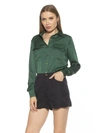 Alexia Admor Long Sleeve Button-up Shirt In Emerald
