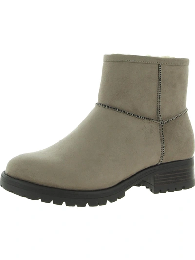 Bc Footwear Pay Up Womens Faux Suede Lugged Sole Ankle Boots In White