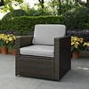 Crosley Palm Harbor Outdoor Wicker Arm Chair With Cushions In Grey