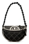 Tory Burch Mini Fleming Soft Crescent Bag In Black