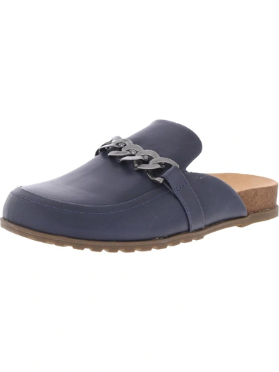 Vionic Georgie Womens Leather Slip On Mules In Blue