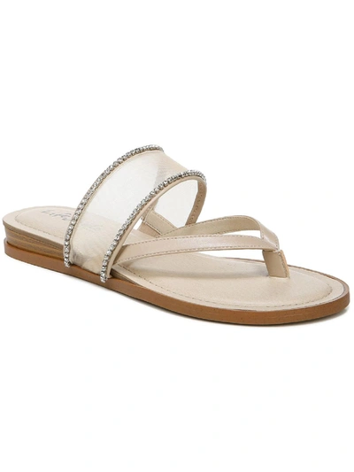 Lifestride Radiant Glow Womens Faux Leather Slip On Slide Sandals In White