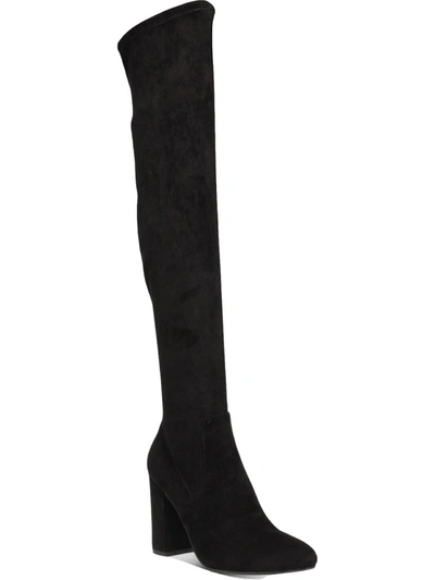 Wild Pair Bravy Womens Microsuede Block Heel Over-the-knee Boots In Black