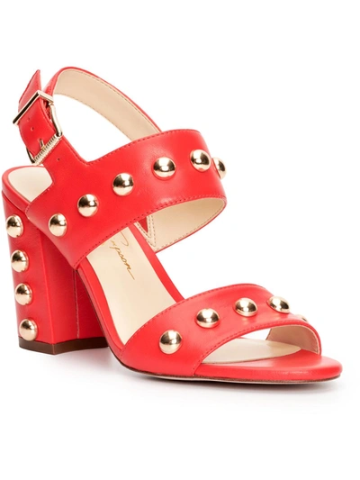 Jessica Simpson Madrie Womens Studded Leather Block Heels In Red