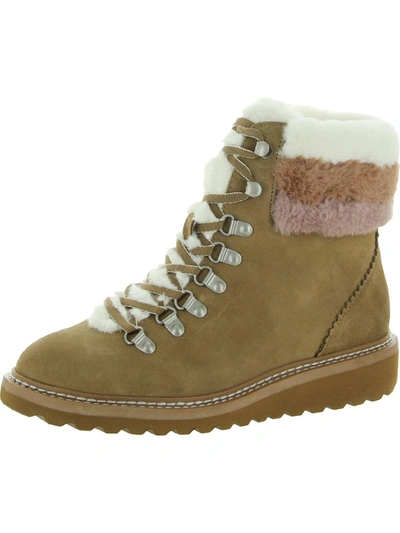 Splendid Evita Womens Suede Faux Fur Hiking Boots In Green