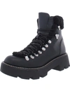 Cool Planet By Steve Madden Cycloneee Womens Faux Leather Block Heel Hiking Boots In Black