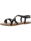 Sun + Stone Roxxie Womens Faux Leather Ankle Strap Flats In Black