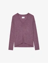 Zadig & Voltaire Vivi Patch Cashmere V-neck Sweater In Pink