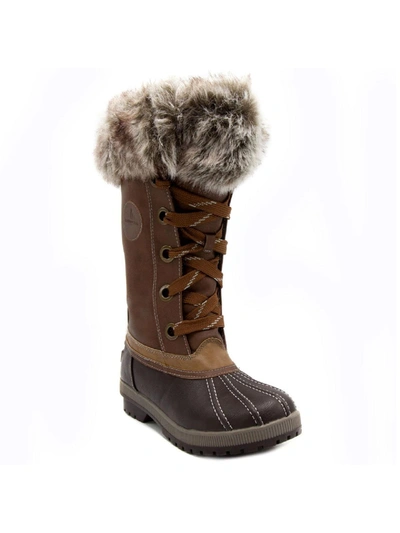 London Fog Melton 2 Womens Faux Leather Cozy Mid-calf Boots In Brown