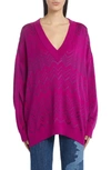 Missoni Zigzag-print V-neck Knit Sweater In Purple Wine