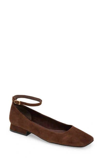 Jeffrey Campbell Envious Ankle Strap Pump In Brown Suede